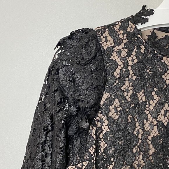 Saylor Jasmyn Long Sleeve Coated Lace Top Black - Picture 4 of 13